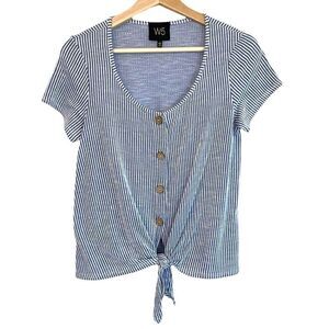 W5 Striped Button and Tie Top